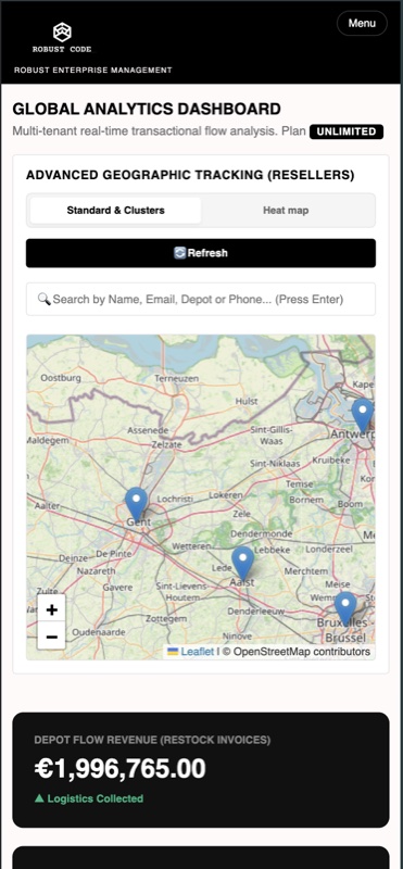 REM mobile dashboard: geographic tracking and revenue KPIs
